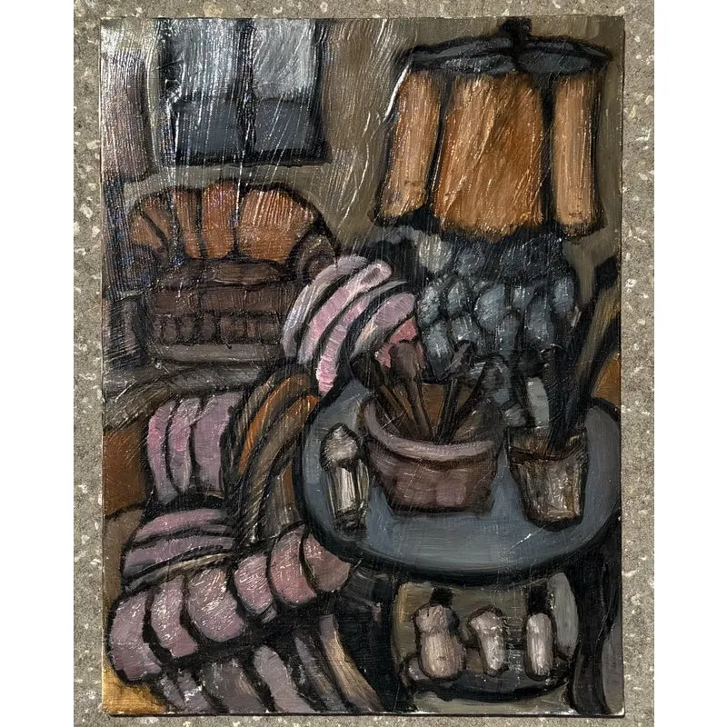 Vintage Boho Abstract Still Life Oil on Canvas — additional photo 2