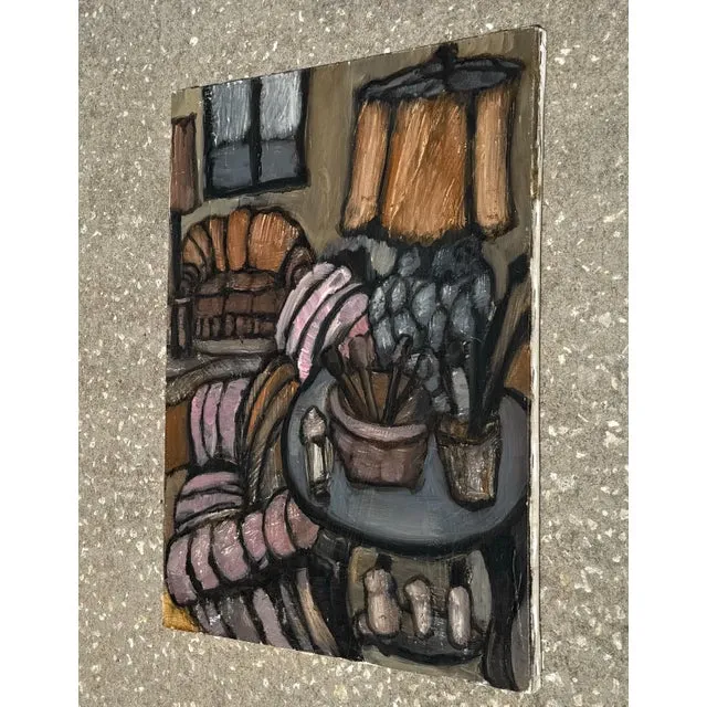 Vintage Boho Abstract Still Life Oil on Canvas — additional photo 3