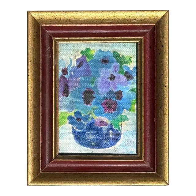 Vintage Boho Abstract Still Life Oil on Canvas Signed by the Artist - Oil Paint, 4.5W x 5.5H — additional photo 1