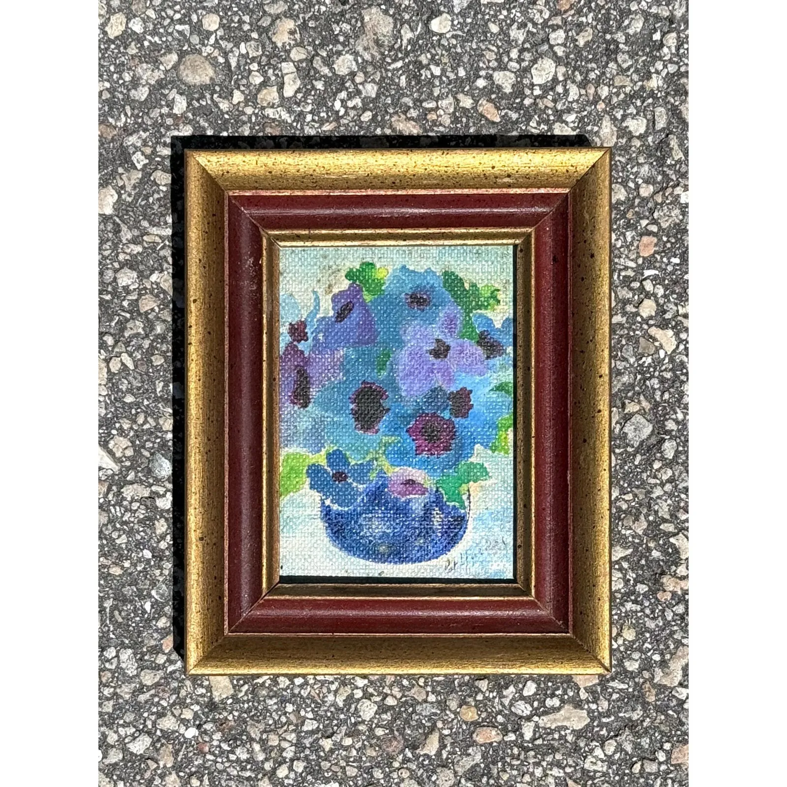 Vintage Boho Abstract Still Life Oil on Canvas Signed by the Artist - Oil Paint, 4.5W x 5.5H — additional photo 2