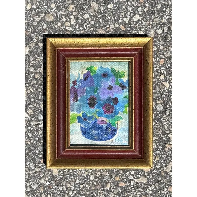Vintage Boho Abstract Still Life Oil on Canvas Signed by the Artist - Oil Paint, 4.5W x 5.5H — additional photo 2