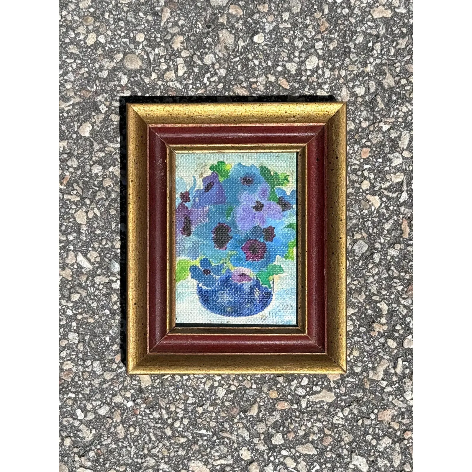 Vintage Boho Abstract Still Life Oil on Canvas Signed by the Artist - Oil Paint, 4.5W x 5.5H — additional photo 3