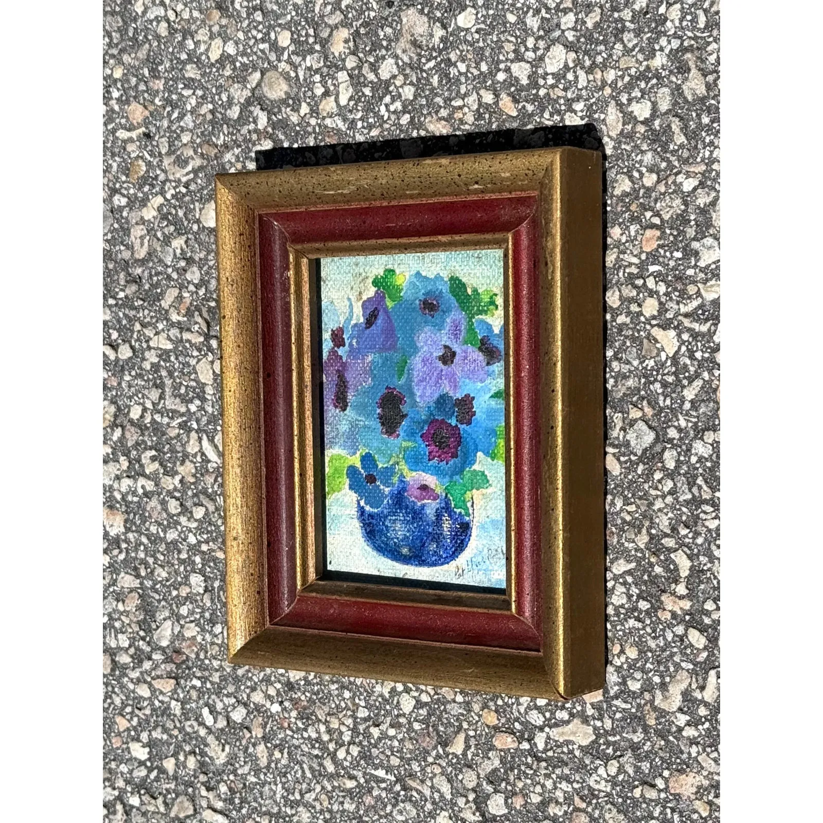 Vintage Boho Abstract Still Life Oil on Canvas Signed by the Artist - Oil Paint, 4.5W x 5.5H — additional photo 4