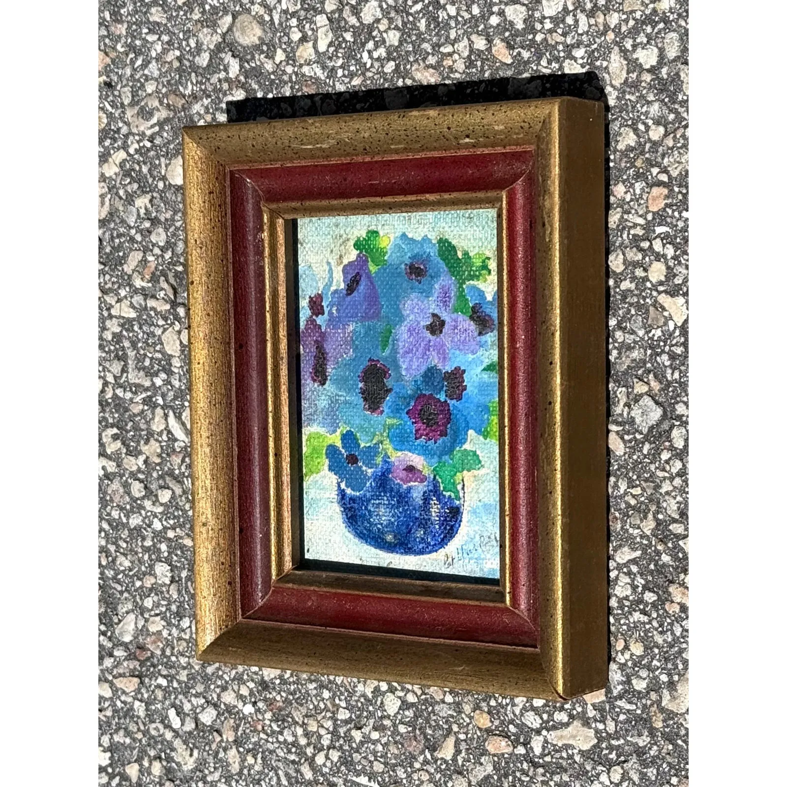 Vintage Boho Abstract Still Life Oil on Canvas Signed by the Artist - Oil Paint, 4.5W x 5.5H — additional photo 5