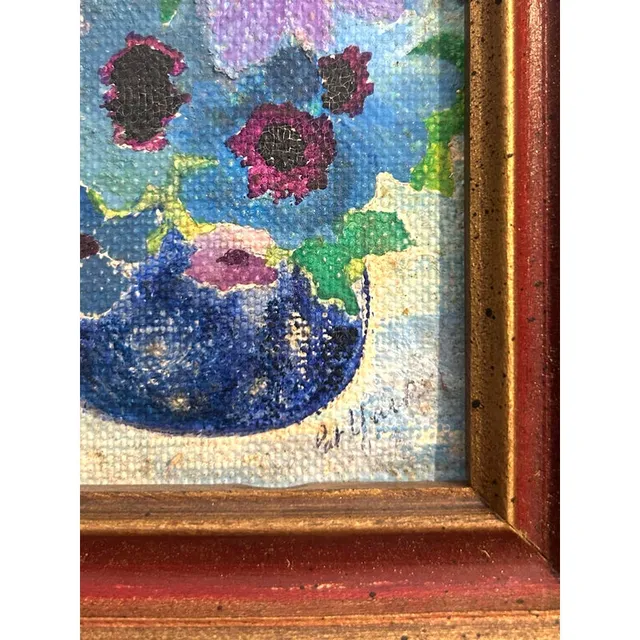 Vintage Boho Abstract Still Life Oil on Canvas Signed by the Artist - Oil Paint, 4.5W x 5.5H — additional photo 6