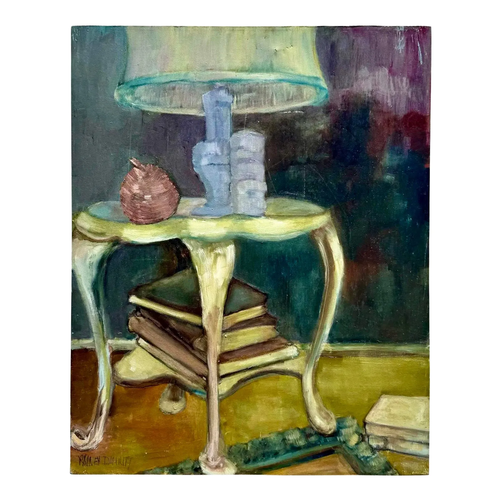 Vintage Boho Abstract Still Life Oil on Canvas Signed by the Artist — additional photo 1