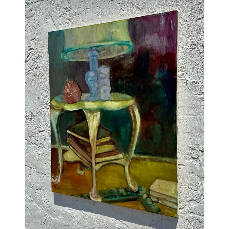 Vintage Boho Abstract Still Life Oil on Canvas Signed by the Artist — additional photo 2