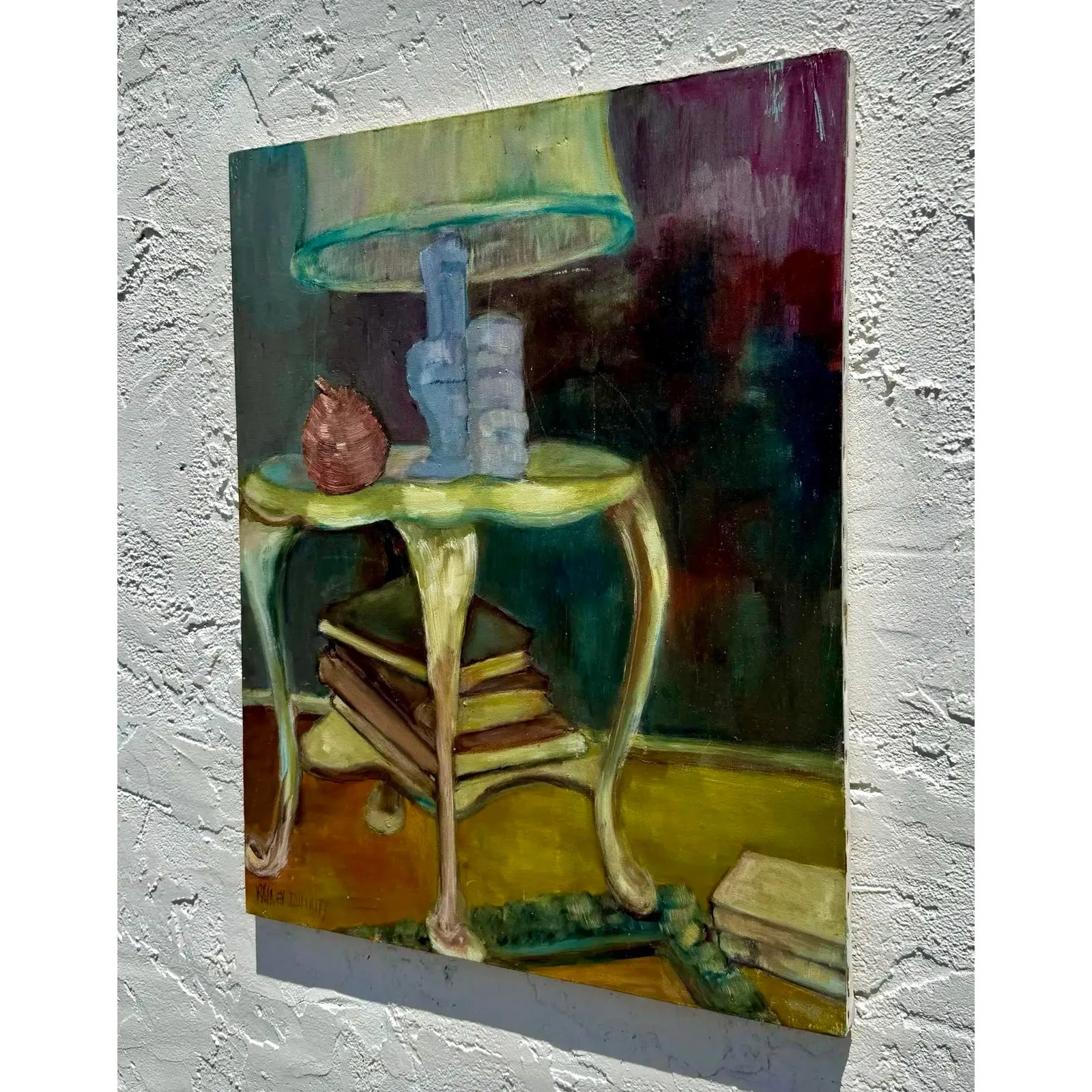 Vintage Boho Abstract Still Life Oil on Canvas Signed by the Artist — additional photo 4