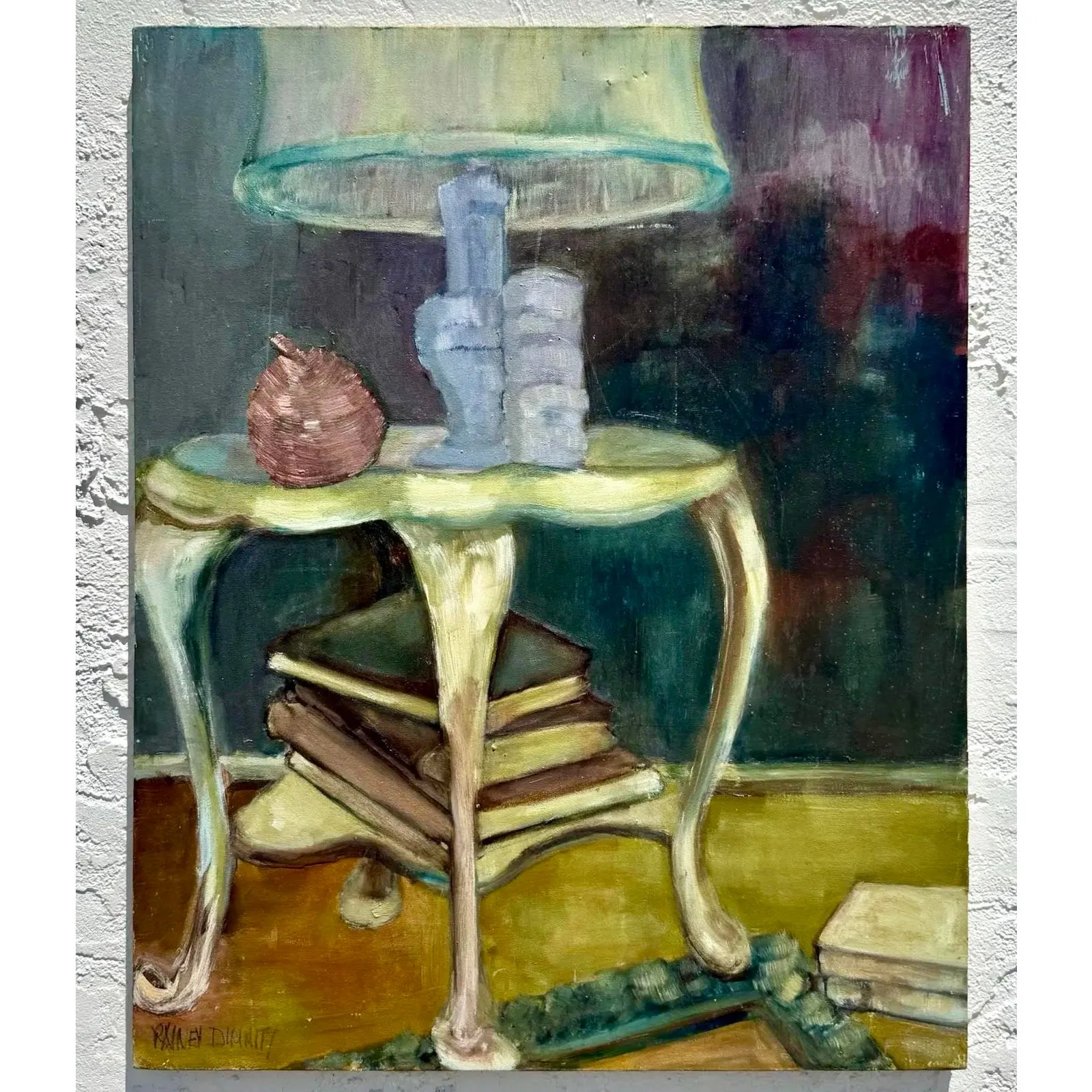 Vintage Boho Abstract Still Life Oil on Canvas Signed by the Artist — additional photo 5