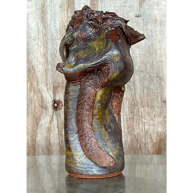 Vintage Boho Abstract Studio Pottery Vase — additional photo 4