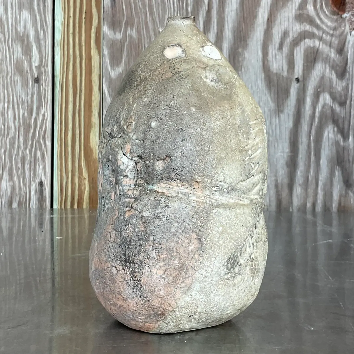 Vintage Boho Abstract Studio Pottery Vase - Pottery, 4.5W x 8.5H — additional photo 1