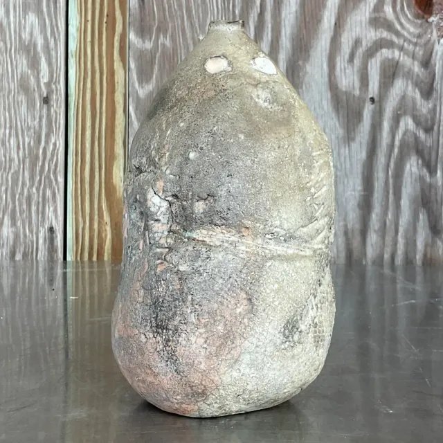 Vintage Boho Abstract Studio Pottery Vase - Pottery, 4.5W x 8.5H — additional photo 1