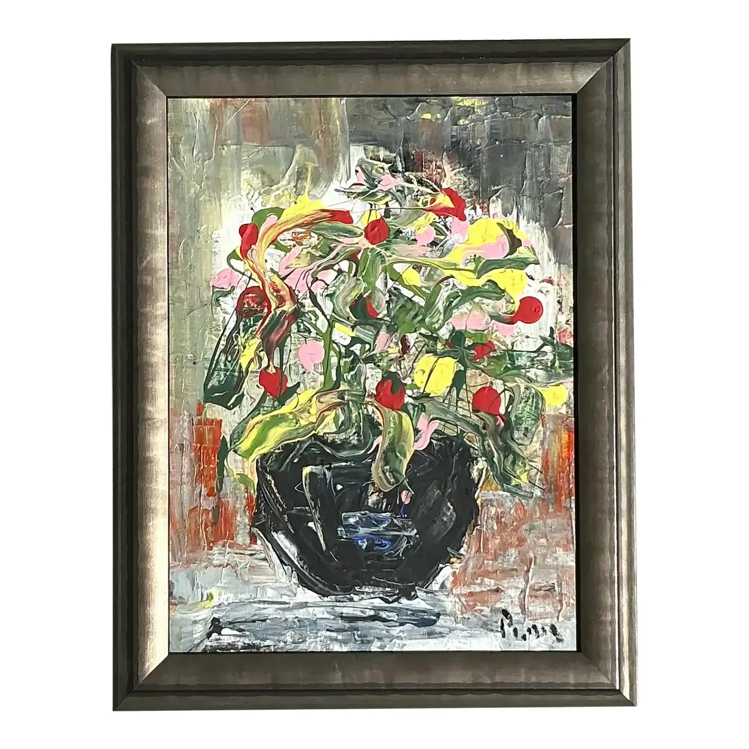 Vintage Boho Andrew Plum Abstract Floral Original Painting — additional photo 1