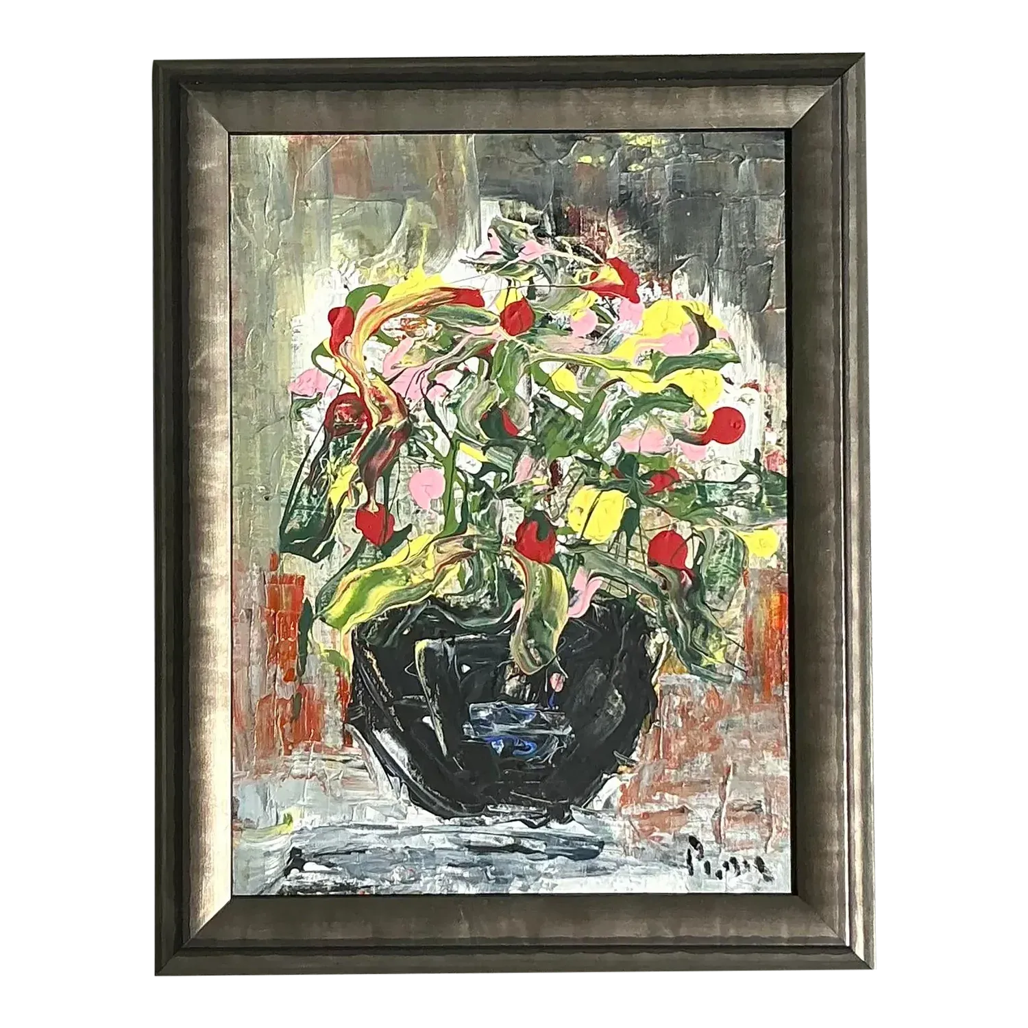 Vintage Boho Andrew Plum Abstract Floral Original Painting — additional photo 2