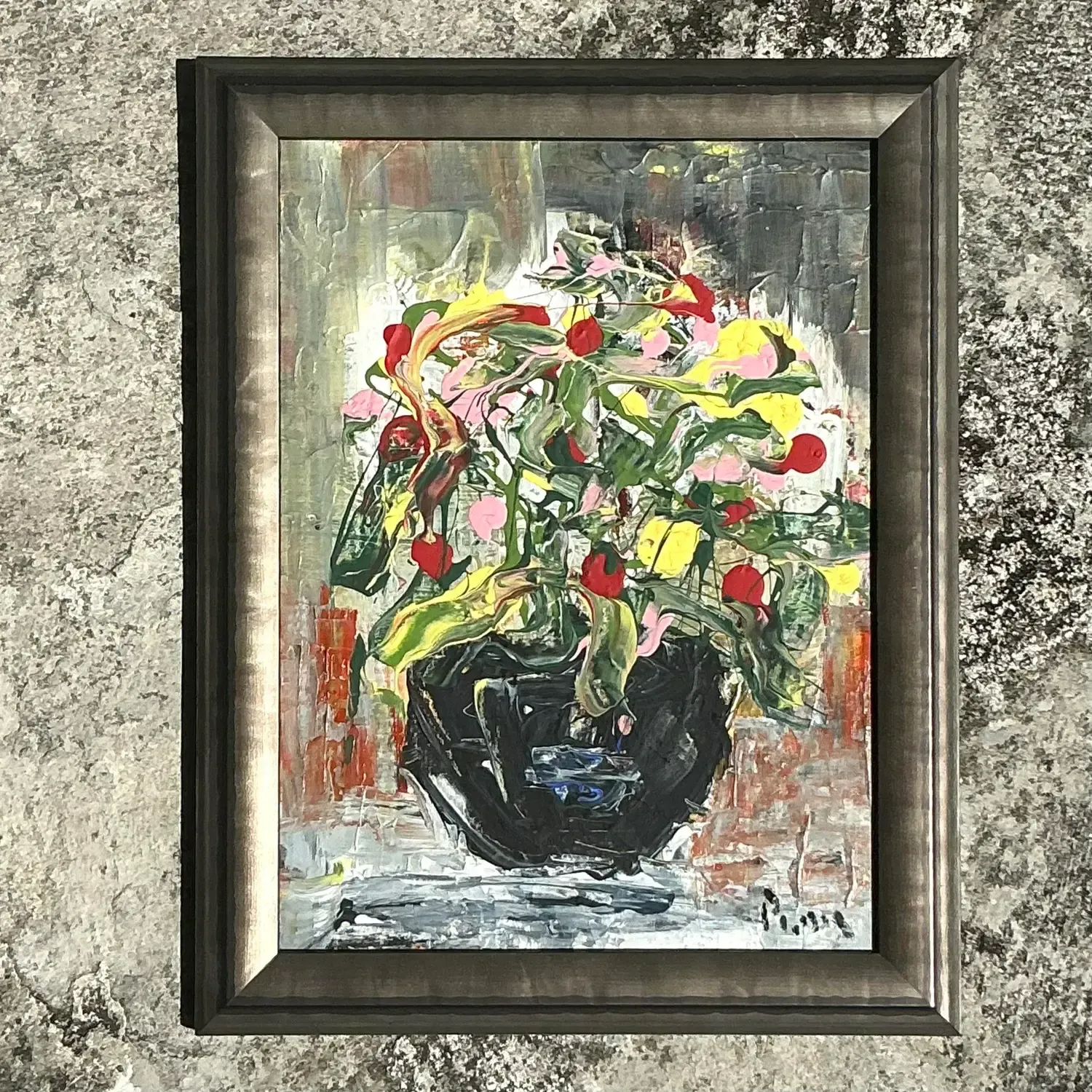 Vintage Boho Andrew Plum Abstract Floral Original Painting — additional photo 6