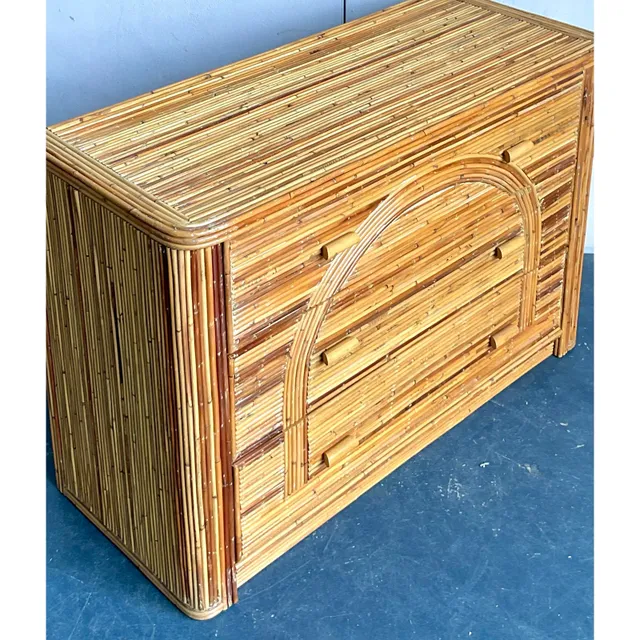 Vintage Boho Arched Pencil Reed Chest of Drawers — additional photo 1