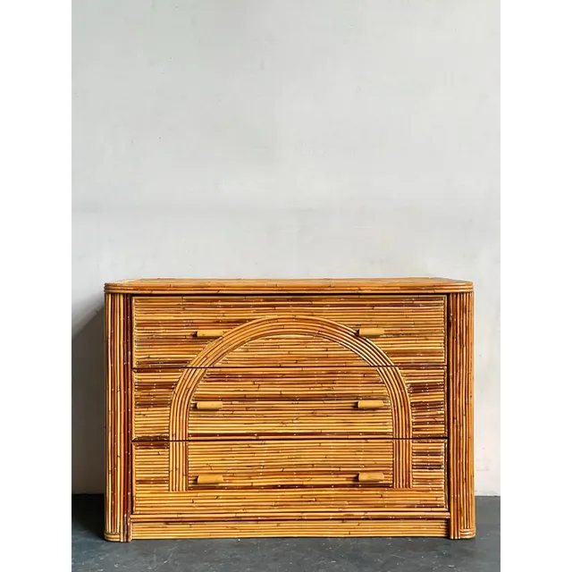 Vintage Boho Arched Pencil Reed Chest of Drawers — additional photo 2