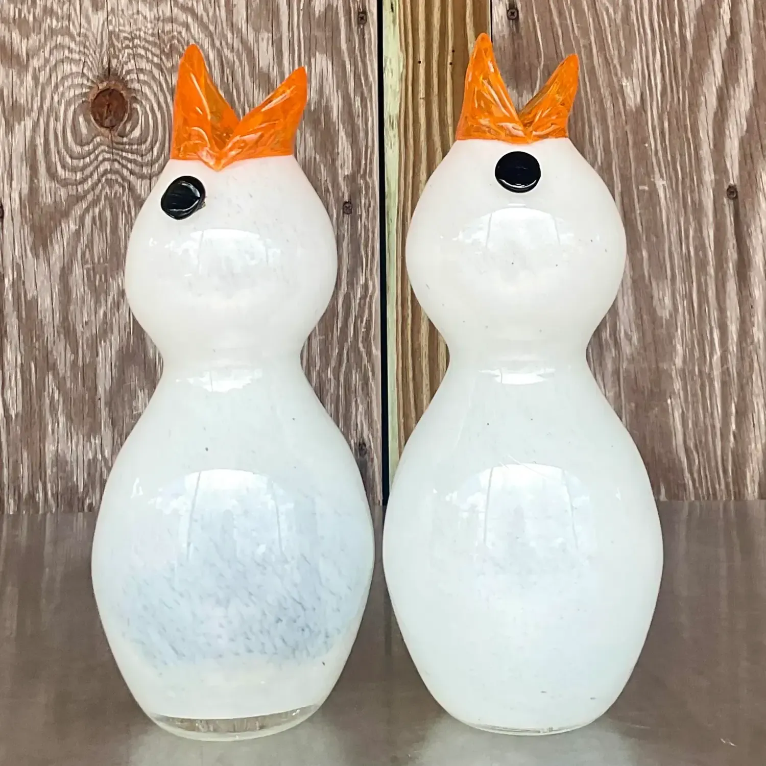 Vintage Boho Art Glass Bird Vases - a Pair — additional photo 1