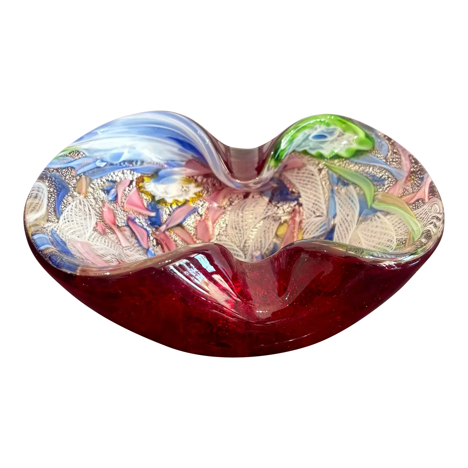 Vintage Boho Art Glass Bowl After Murano