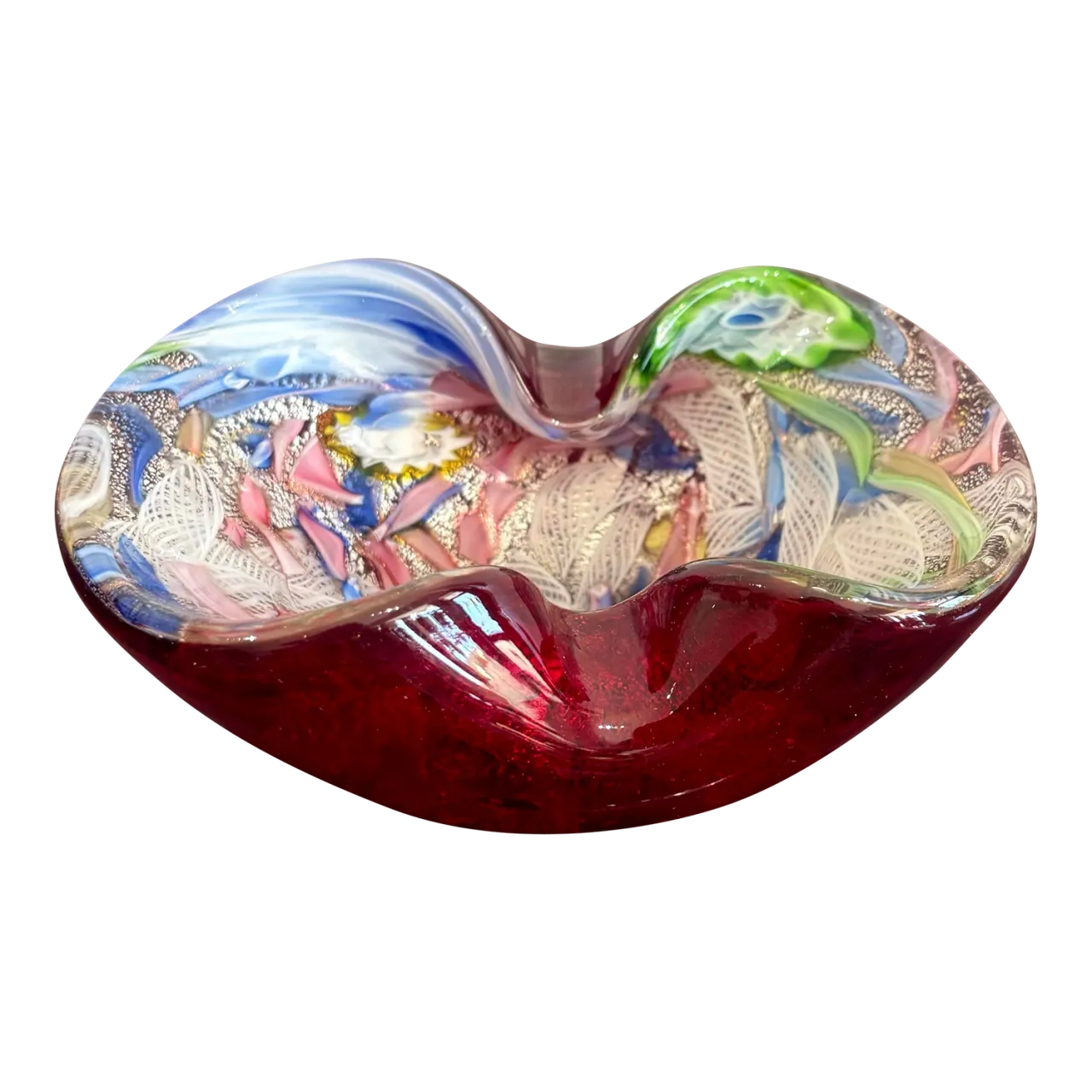 Vintage Boho Art Glass Bowl After Murano