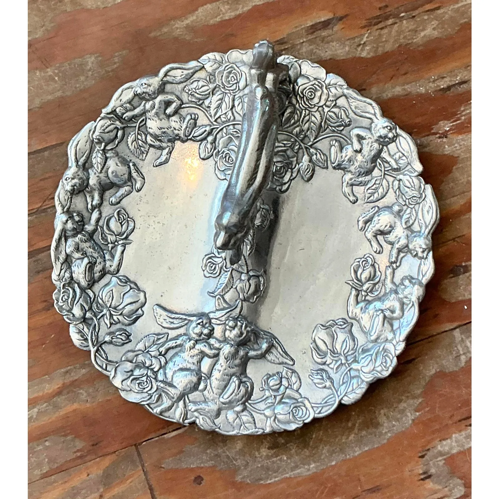 Vintage Boho Arthur Court Pewter Leaping Hare Serving Tray — additional photo 2