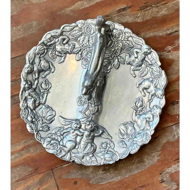 Vintage Boho Arthur Court Pewter Leaping Hare Serving Tray — additional photo 2