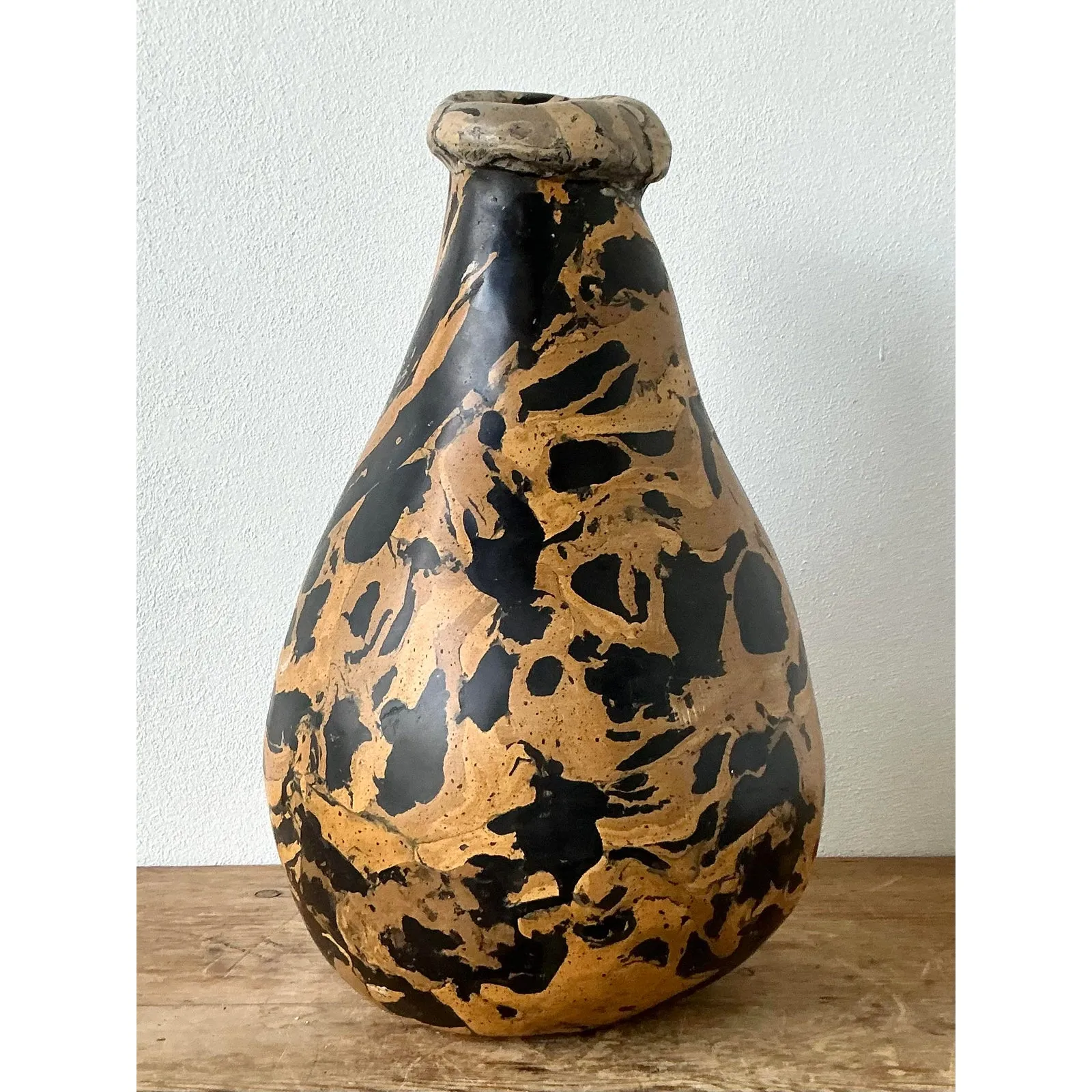 Vintage Boho Artisanal Pigmented Plaster Scagliola Vase — additional photo 2