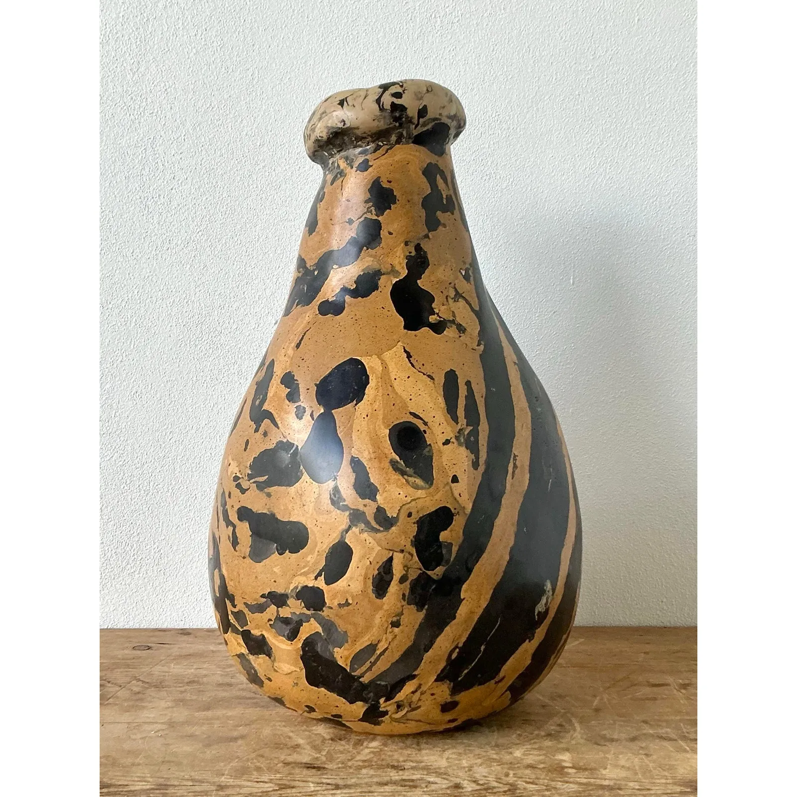 Vintage Boho Artisanal Pigmented Plaster Scagliola Vase — additional photo 3