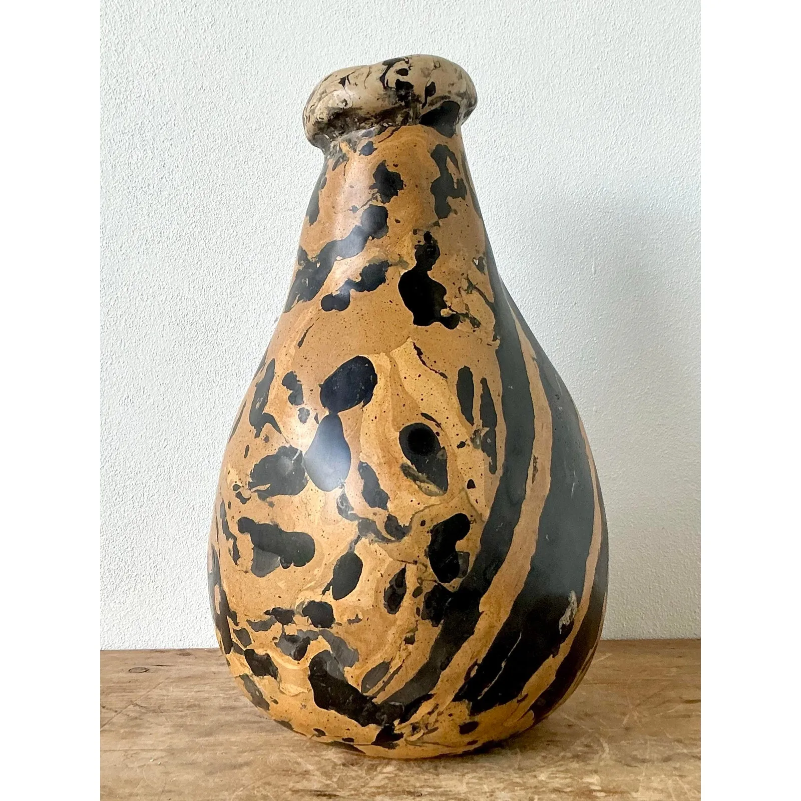 Vintage Boho Artisanal Pigmented Plaster Scagliola Vase — additional photo 5