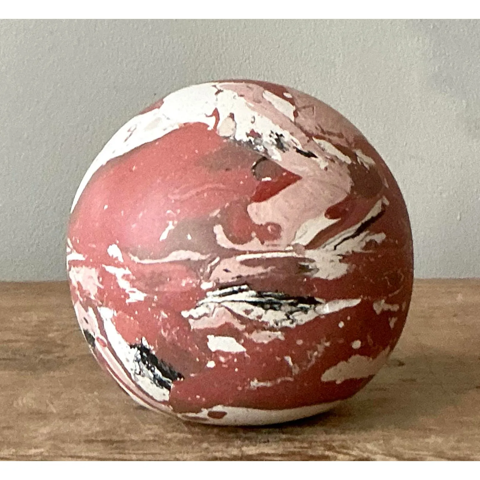 Vintage Boho Artisanal Scagliola Pigmented Plaster Sphere — additional photo 2