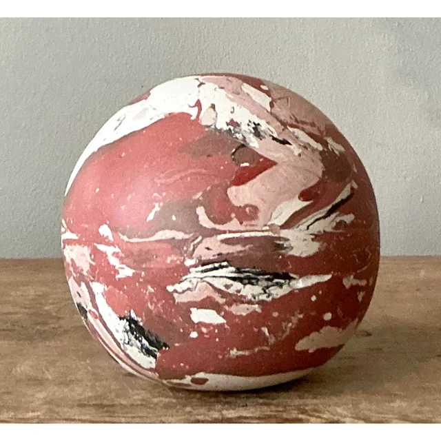 Vintage Boho Artisanal Scagliola Pigmented Plaster Sphere — additional photo 2