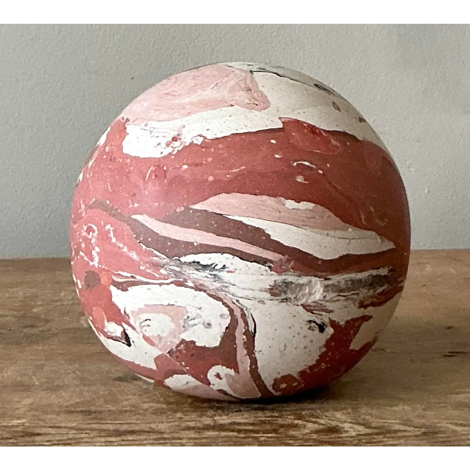 Vintage Boho Artisanal Scagliola Pigmented Plaster Sphere — additional photo 4