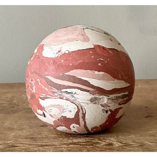 Vintage Boho Artisanal Scagliola Pigmented Plaster Sphere — additional photo 5