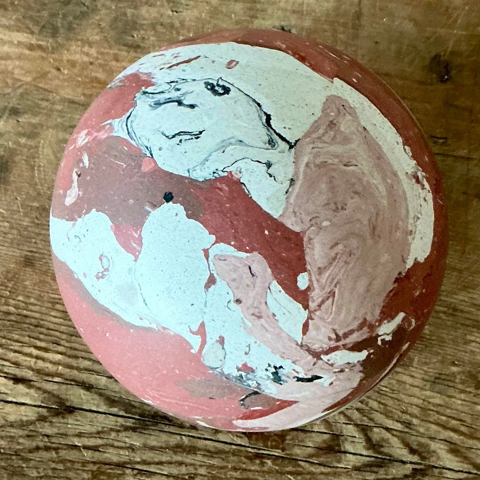 Vintage Boho Artisanal Scagliola Pigmented Plaster Sphere — additional photo 6