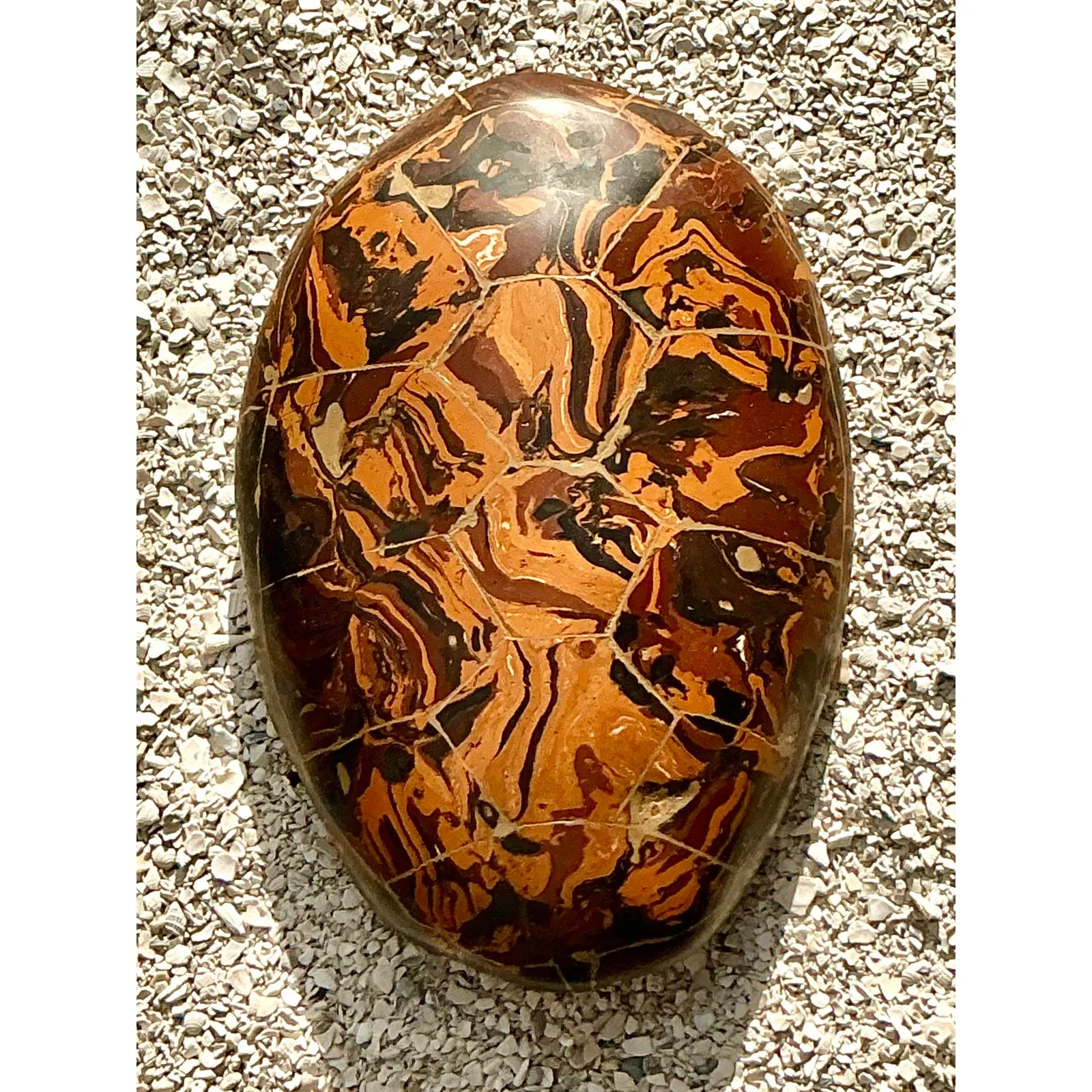 Vintage Boho Artisinal Pigmented Plaster Scagliola Turtle Shell — additional photo 2