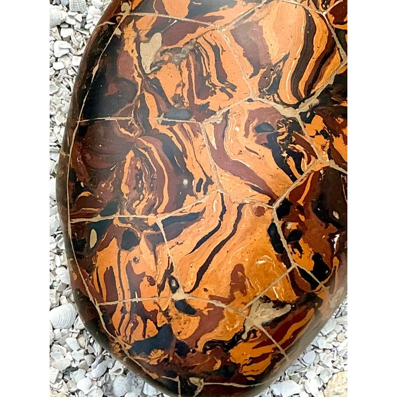 Vintage Boho Artisinal Pigmented Plaster Scagliola Turtle Shell — additional photo 3
