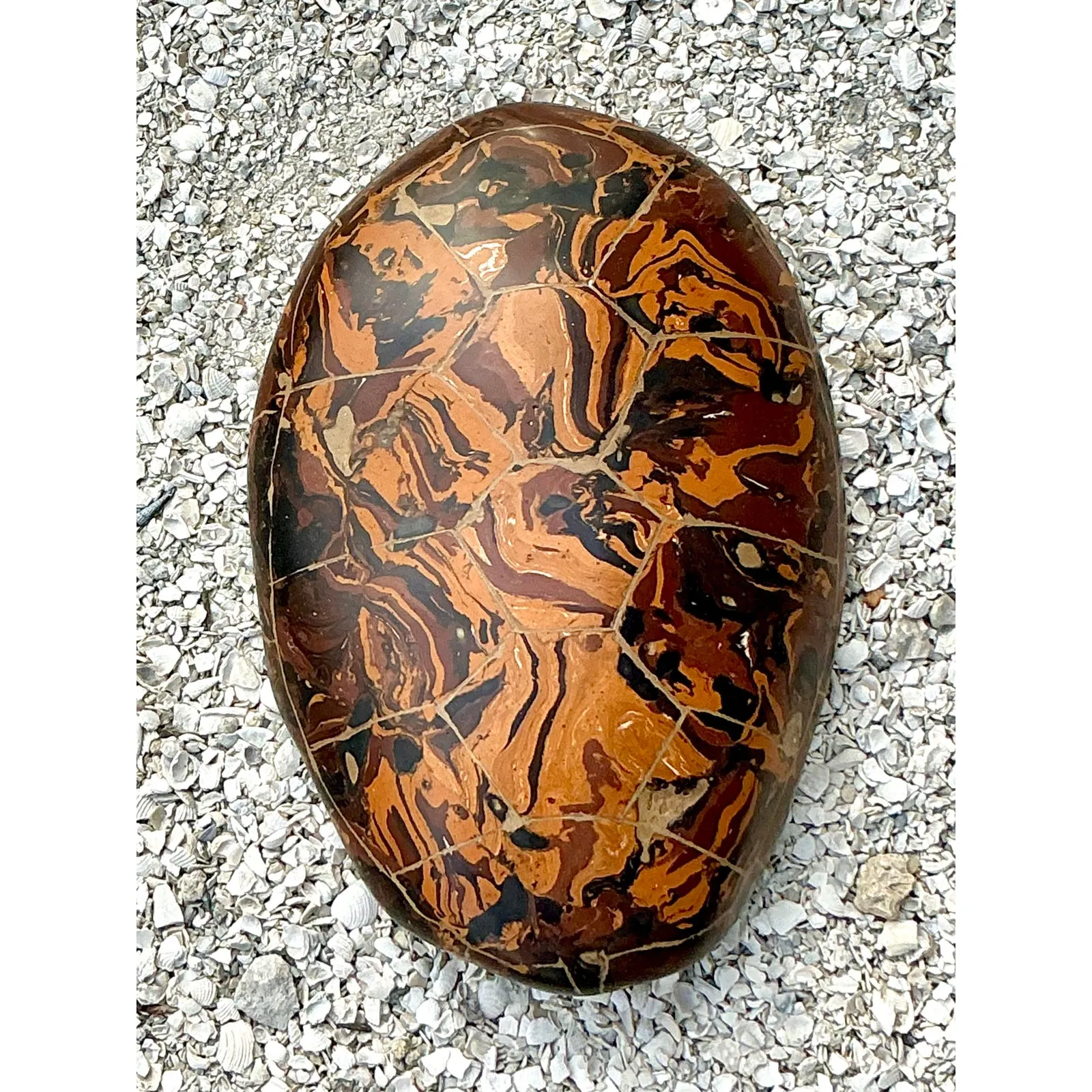 Vintage Boho Artisinal Pigmented Plaster Scagliola Turtle Shell — additional photo 5