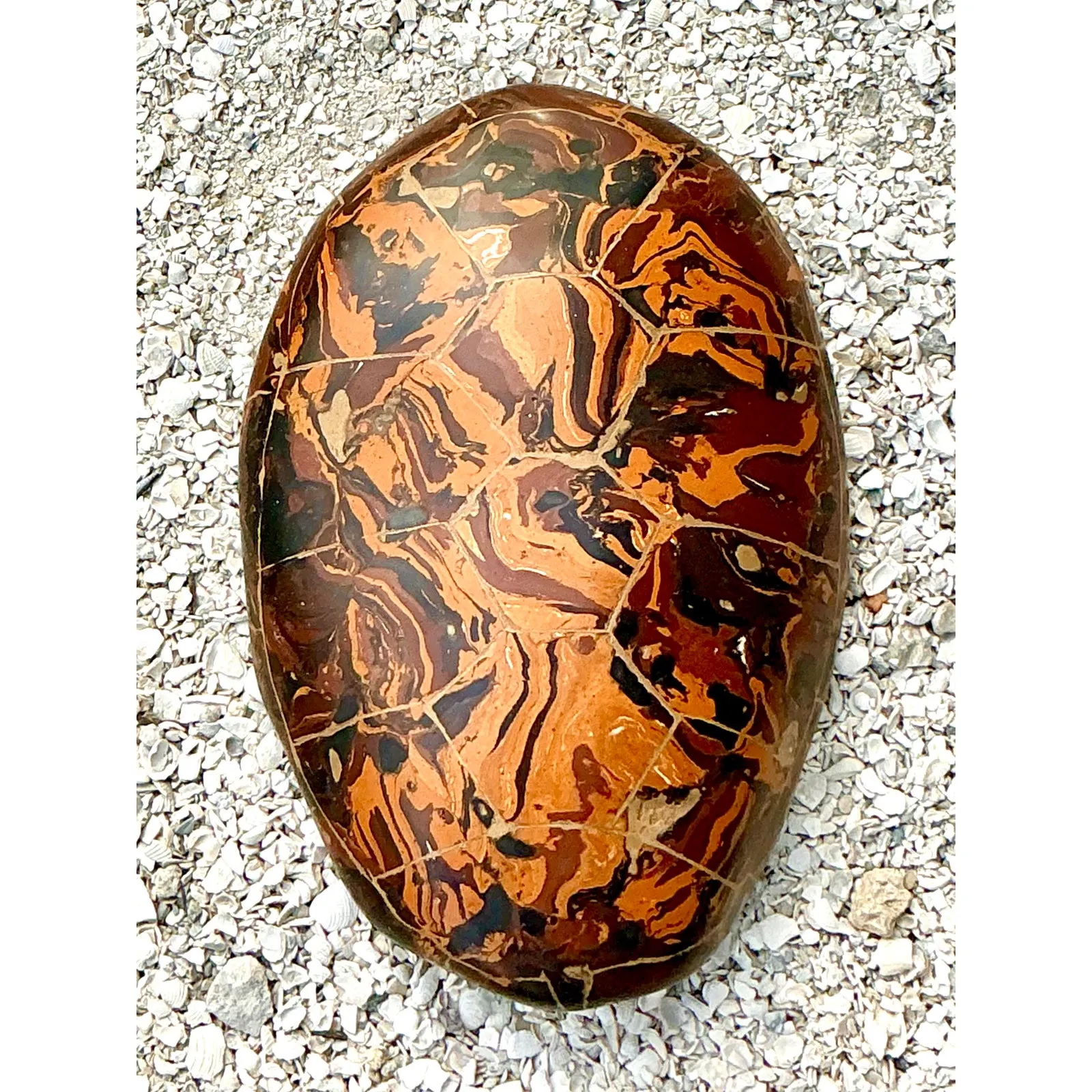 Vintage Boho Artisinal Pigmented Plaster Scagliola Turtle Shell — additional photo 6