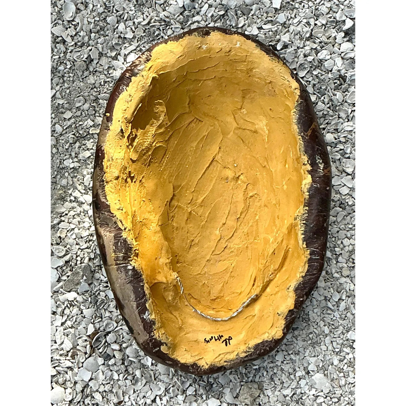 Vintage Boho Artisinal Pigmented Plaster Scagliola Turtle Shell — additional photo 7
