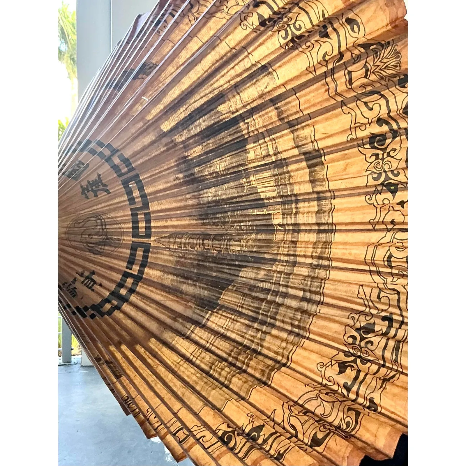 Vintage Boho Asian Patinated Paper Parasols - Set of 2 — additional photo 2