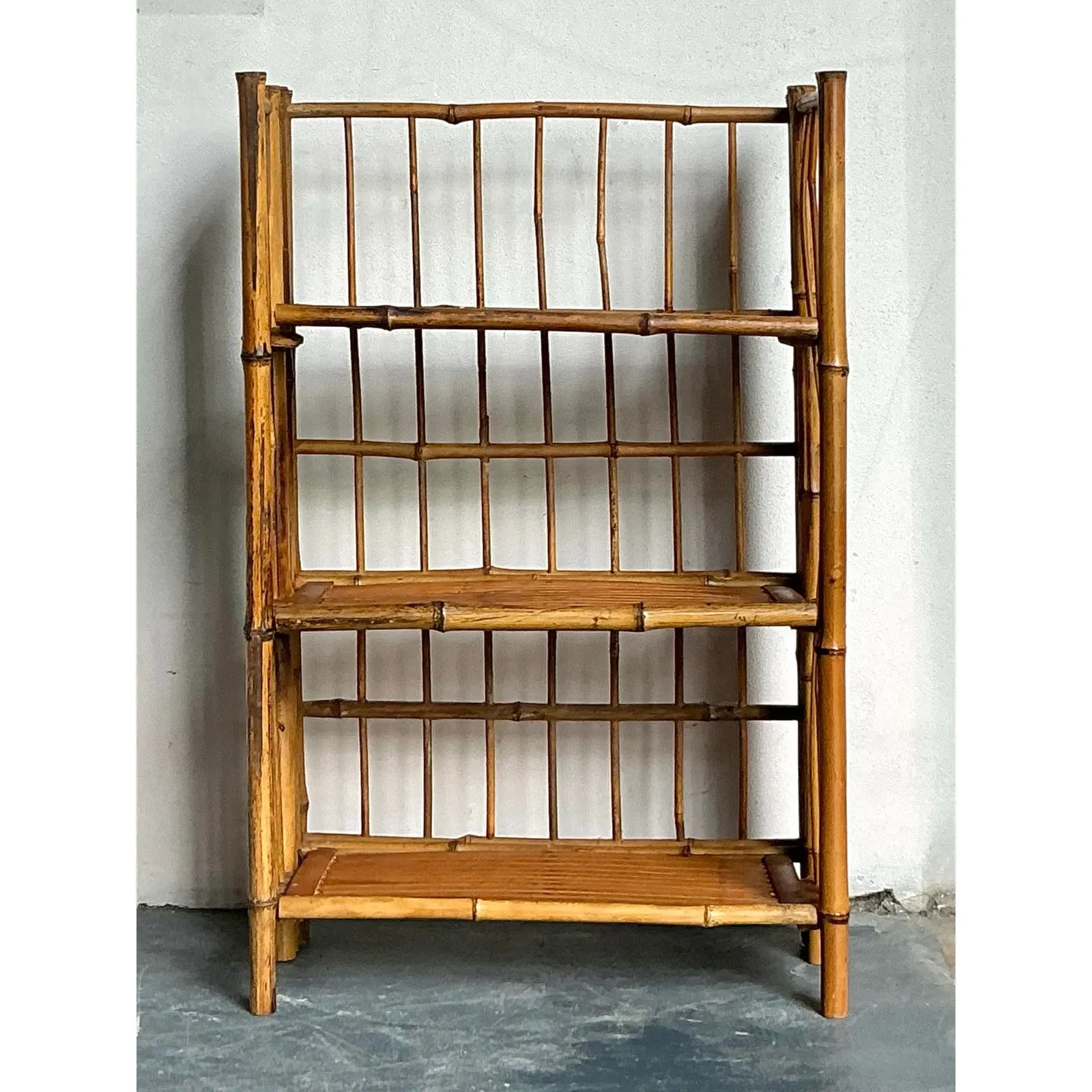 Vintage Boho Bamboo Folding Etagere — additional photo 1