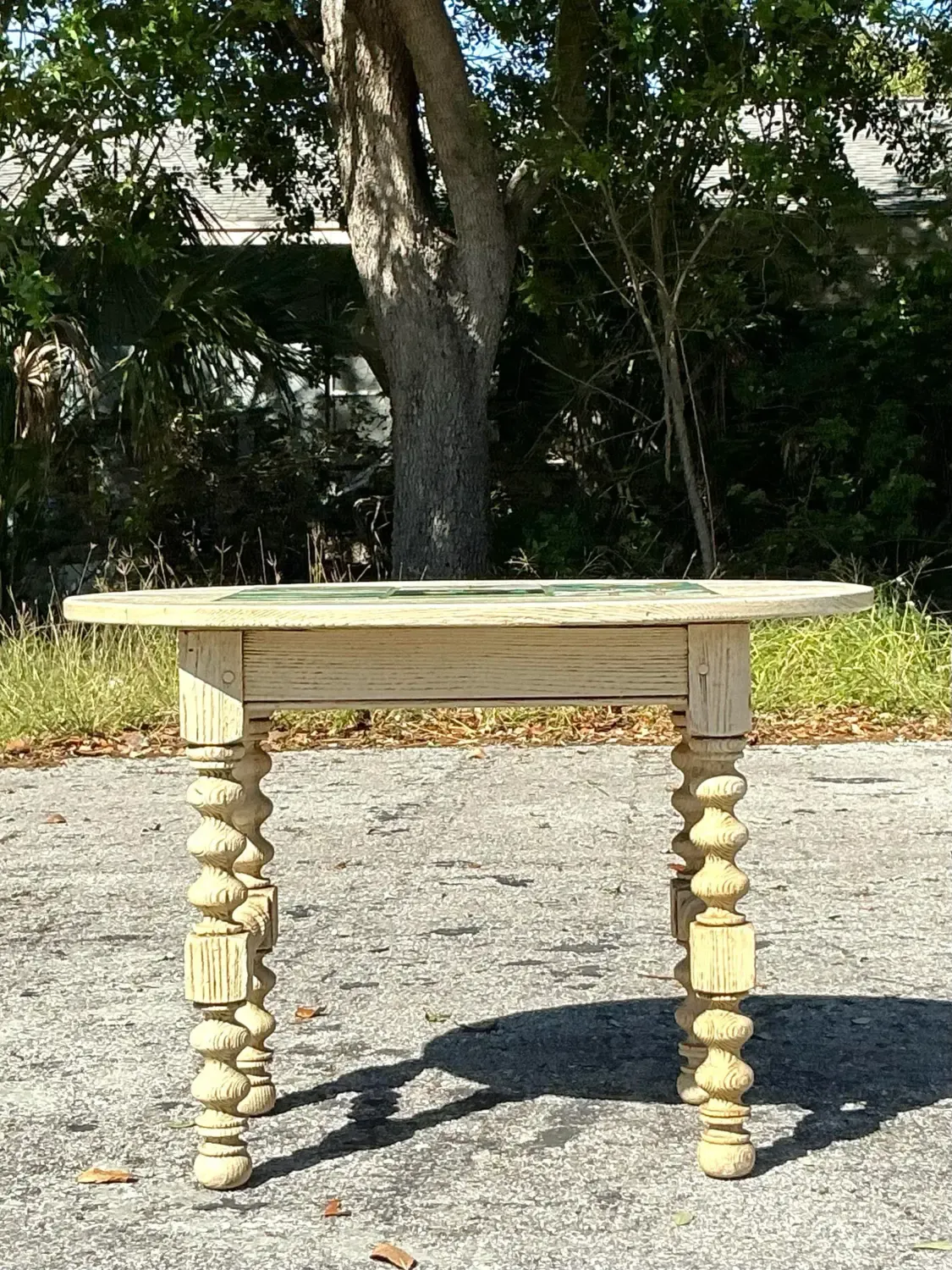 Vintage Boho Barley Twist Table With Inset Tile Top — additional photo 8