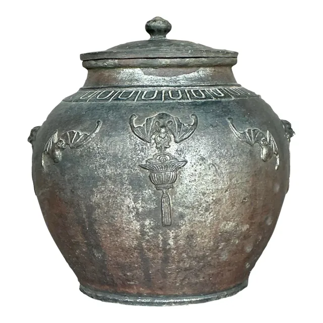 Vintage Boho Bat Wing Lidded Urn — additional photo 1