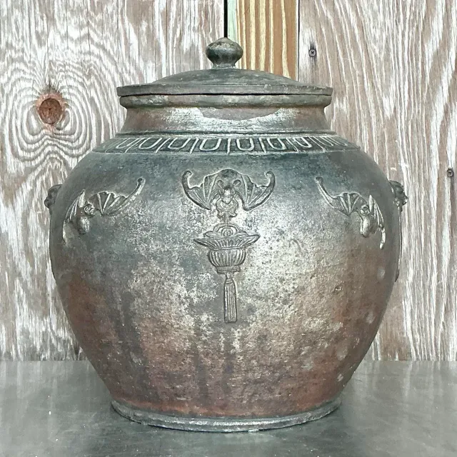 Vintage Boho Bat Wing Lidded Urn — additional photo 2