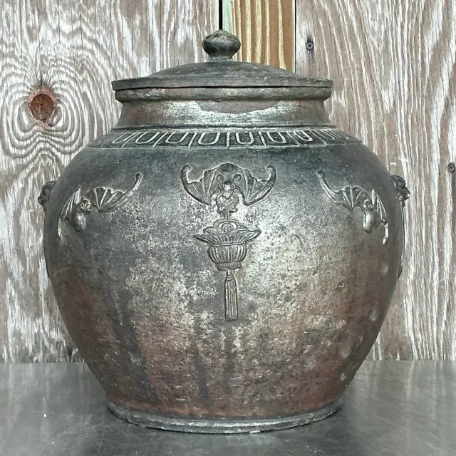 Vintage Boho Bat Wing Lidded Urn — additional photo 3