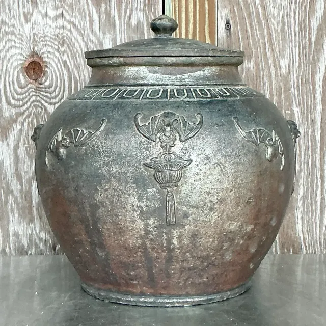 Vintage Boho Bat Wing Lidded Urn — additional photo 5