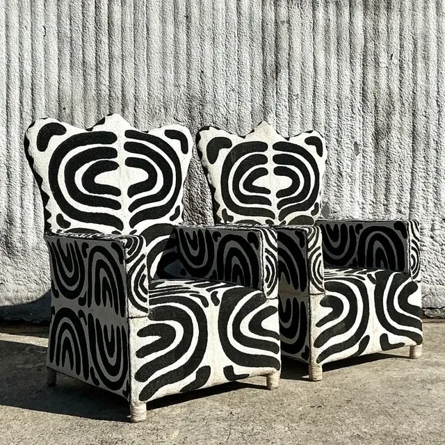 Vintage Boho Beaded Lounge Chairs - a Pair — additional photo 5