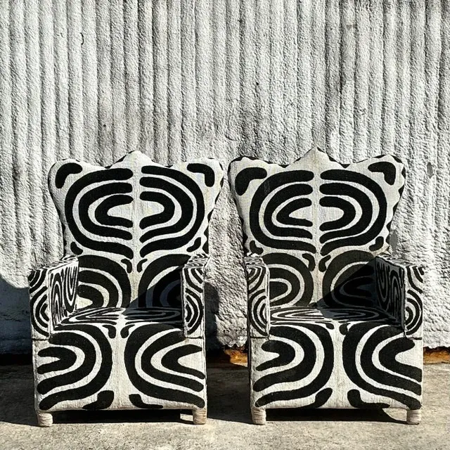 Vintage Boho Beaded Lounge Chairs - a Pair — additional photo 6