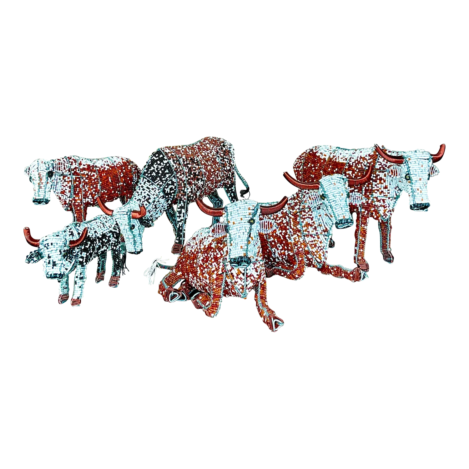 Vintage Boho Beaded Nguni Cattle - Set of 6 — additional photo 2