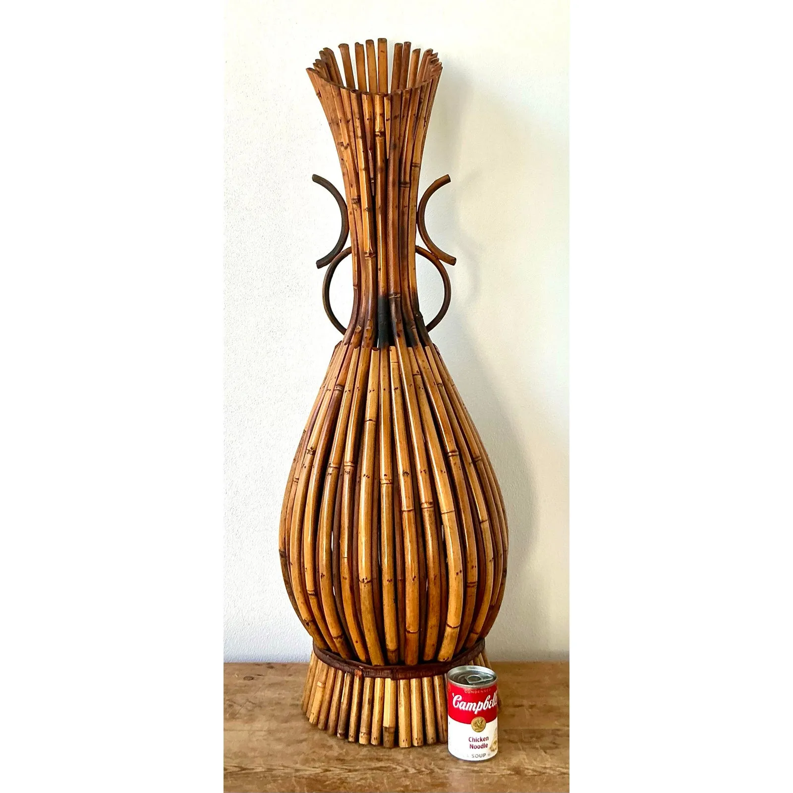 Vintage Boho Bent Bamboo Floor Vase — additional photo 4